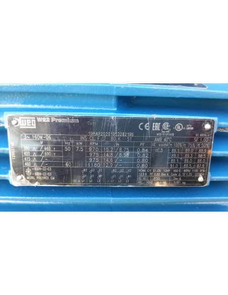 Motore elettrico Kw 7,5 50Hz IE3 B3 WEG